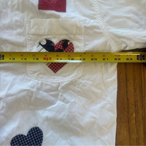 Vintage Authentic Lee Button Front Shirt Patriotic USA Hearts Flag Size Medium - Picture 8 of 12